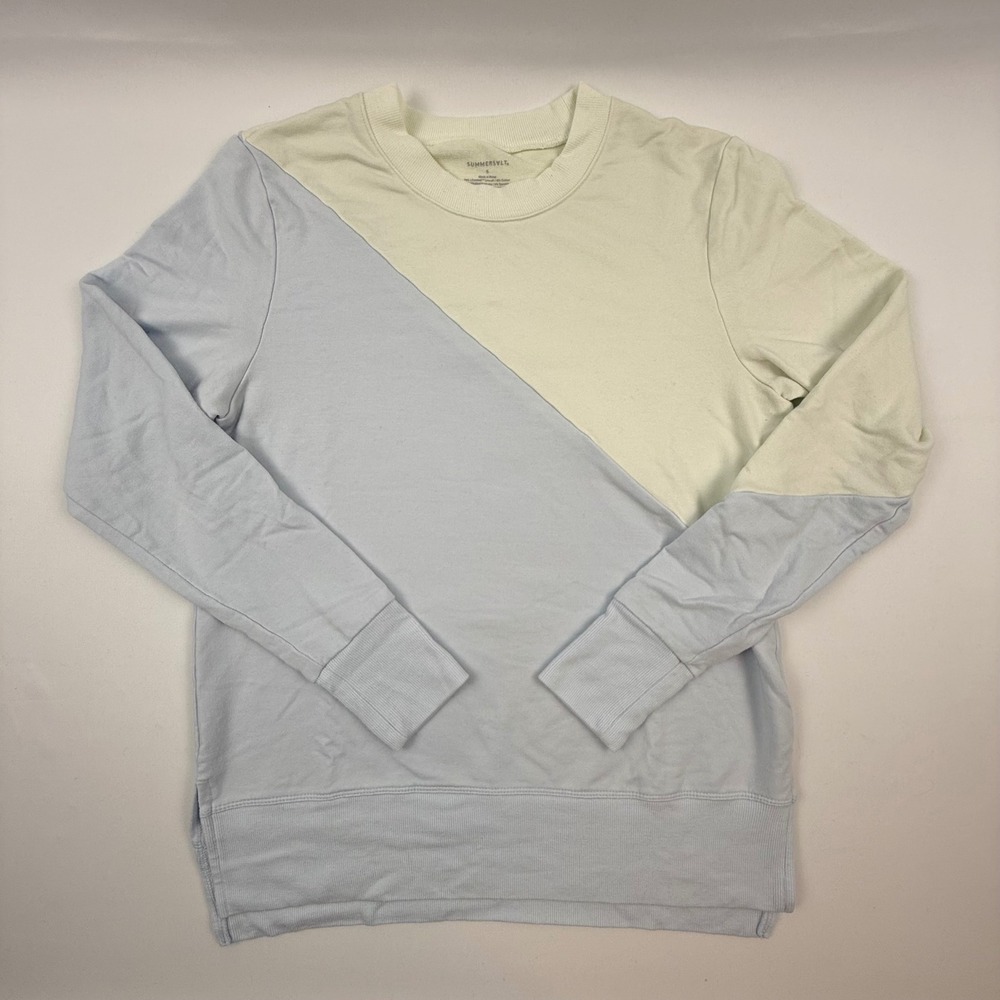 Summersalt Womens Small Colorblock Sweatshirt Blue Cream Lyocell Modal Pullover